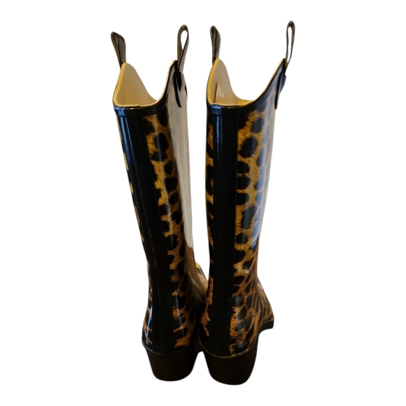 Trendy and Stylish Leopard Print Cowboy Style Rubber Rain Boots Euro S37 - Picture 5 of 10